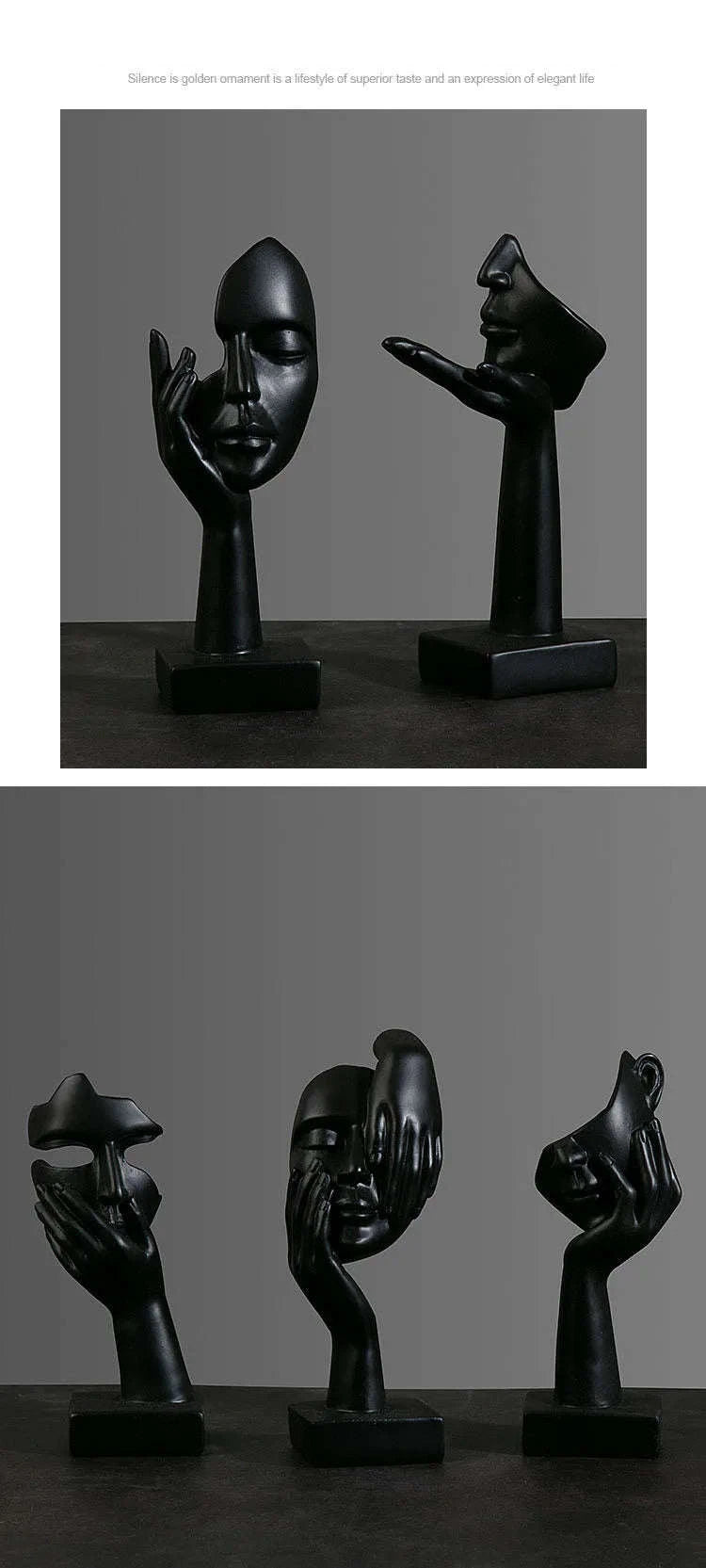 Abstract Resin Mask Statue Figurine-White 4