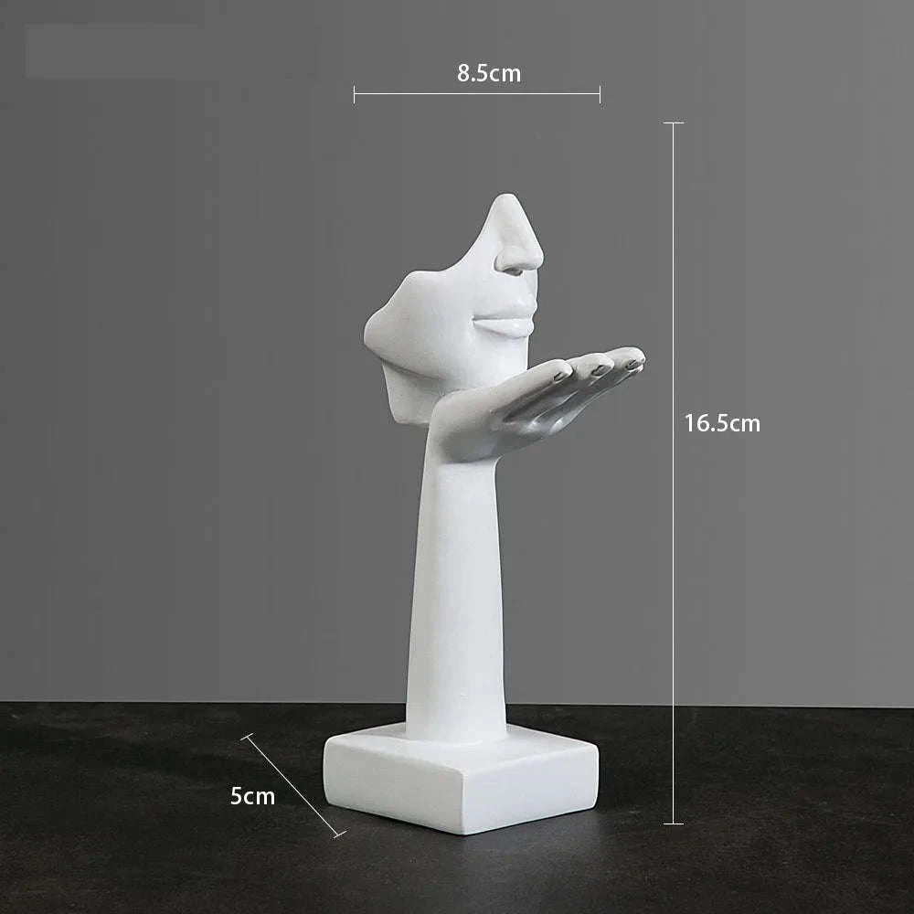 Abstract Resin Mask Statue Figurine-White 4