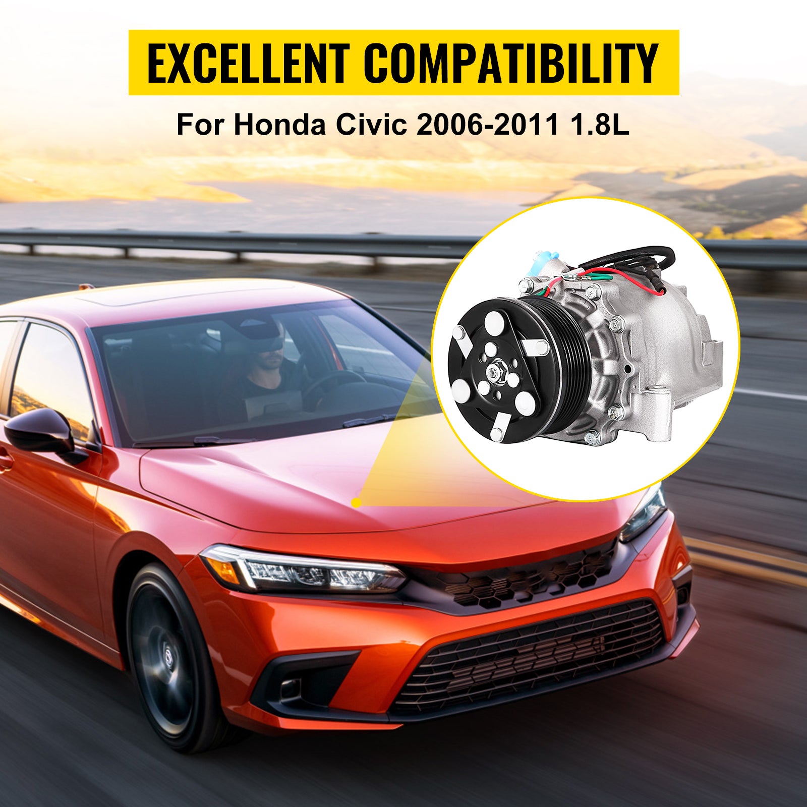 Kompresor klimatizace pro Honda Civic 2006–2011 1.8L s spojkou
