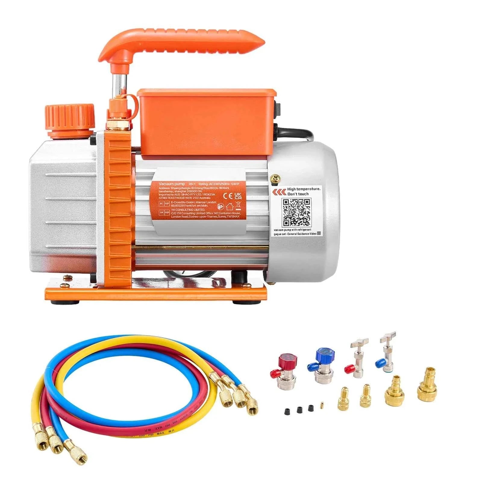AC Vacuum Pump and Gauge Set 3.5 CFM 4.5 CFM 7 CFM for HVAC-3.5CFM 180W 1 Stage / United States