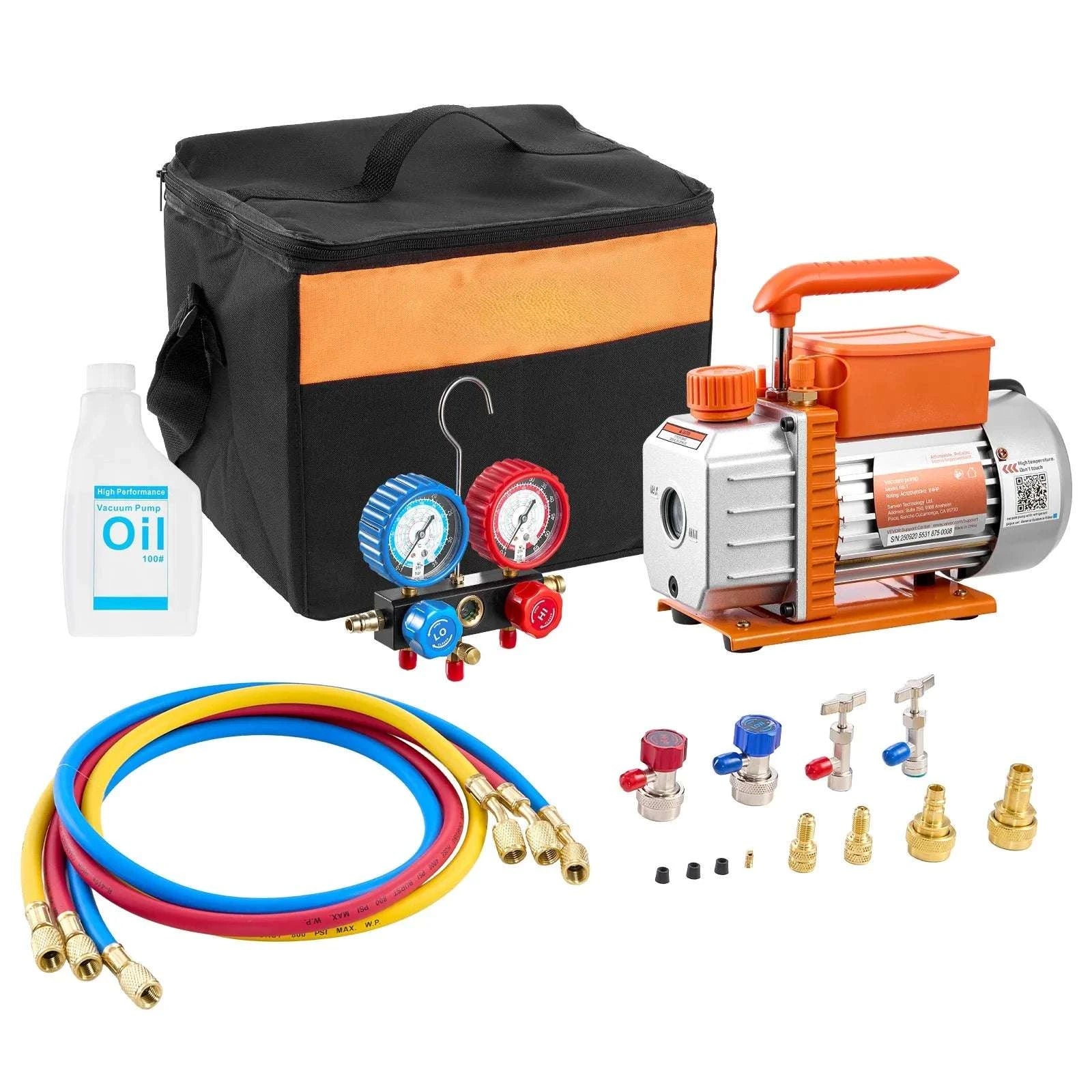 AC Vacuum Pump & Gauge Set 3.5–7 CFM for HVAC & Auto AC-4.5CFM 250W 2 Stage / US / United States