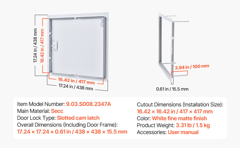 16 Inch White Access Panel for Drywall Wall and Ceiling Service Door