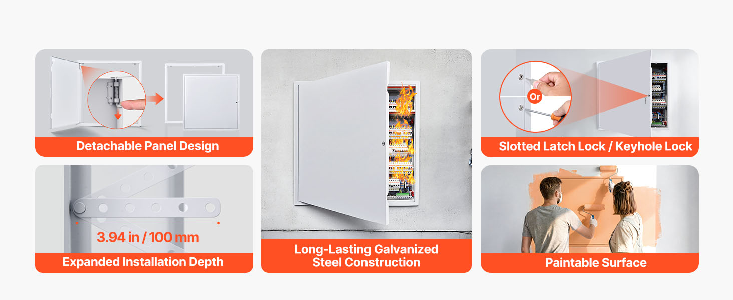 24.4 x 24.4 in Drywall Access Panel with Key Lock Steel Door