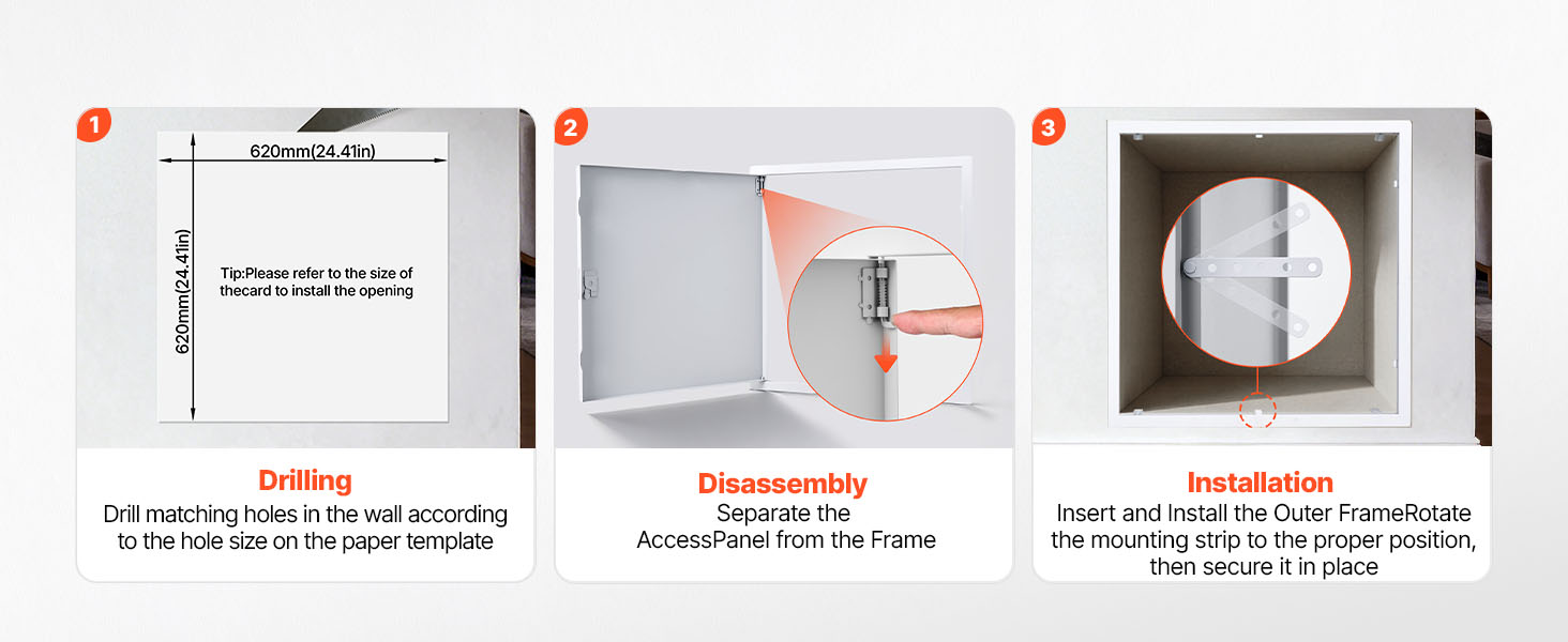 24.4 x 24.4 in Drywall Access Panel with Key Lock Steel Door