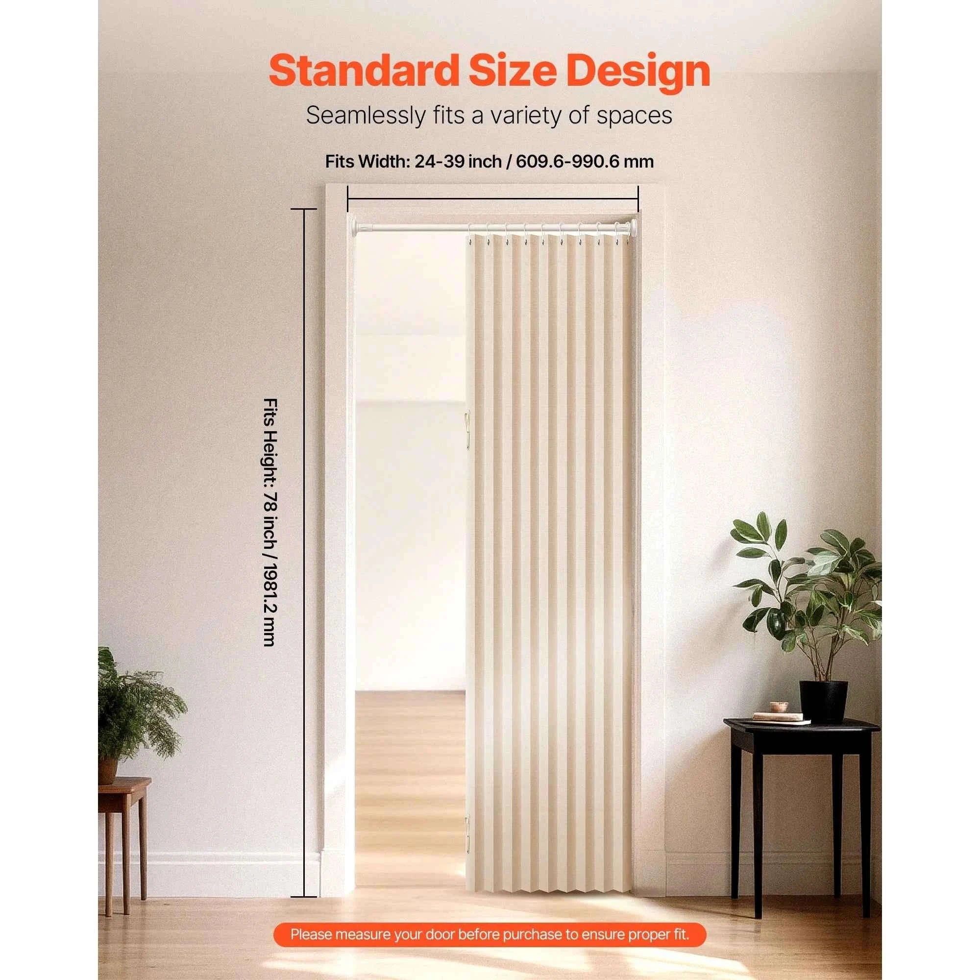 Accordion Door Curtain 47x78 Inch Blackout Folding Magnetic Door Panel-78x47inch / United States