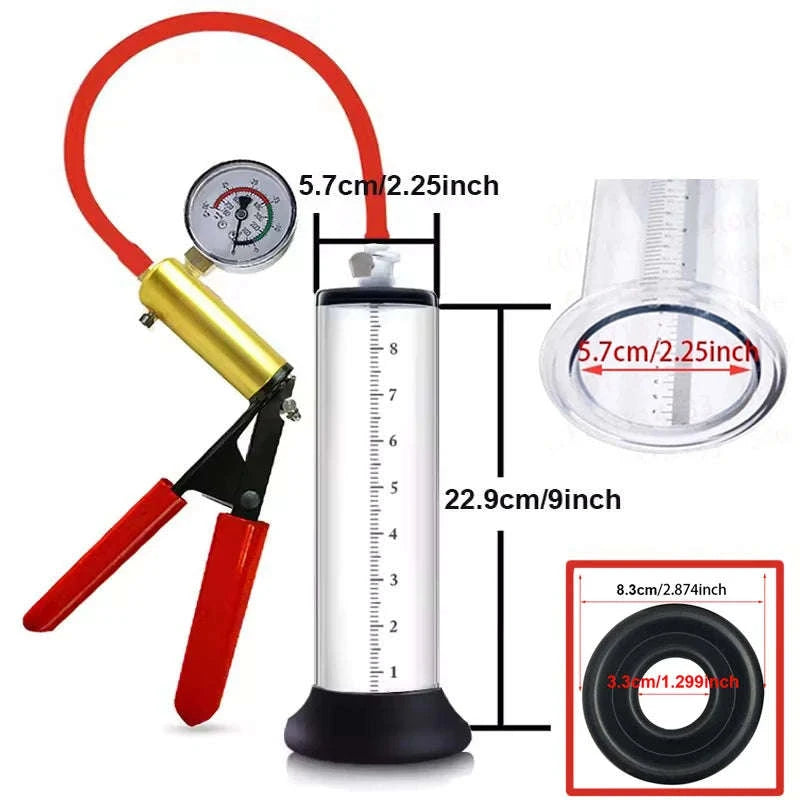 Acrylic Penis Pump Manual Vacuum Penis Enlarger-A5(4.4-30.5cm) kit