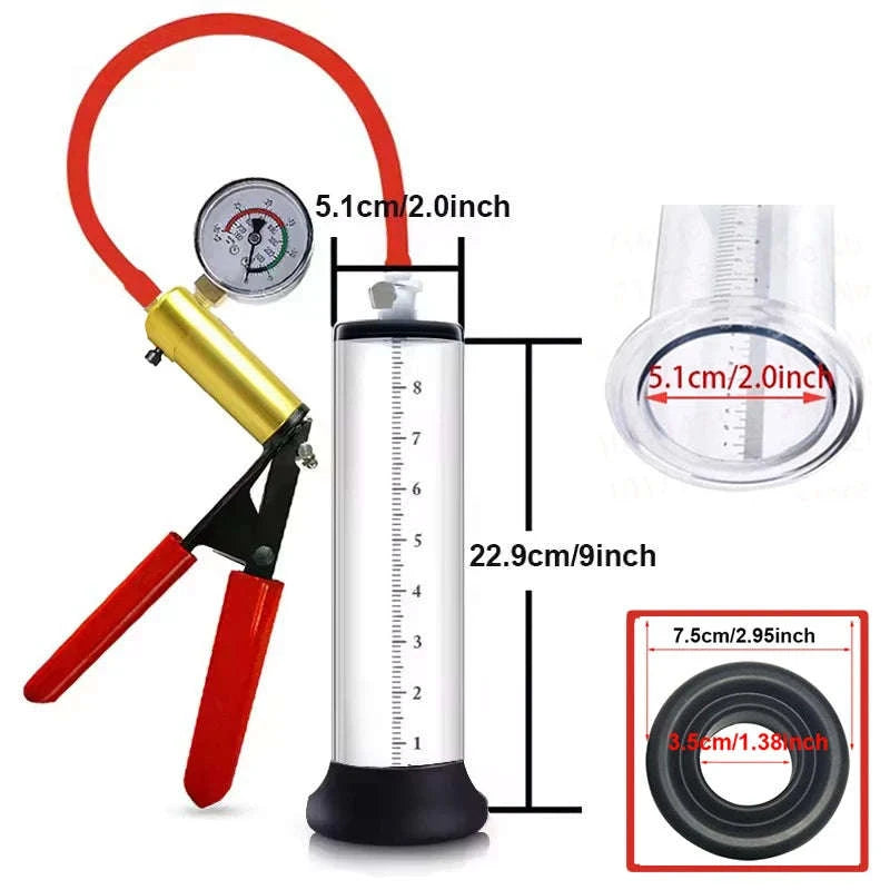 Acrylic Penis Pump Manual Vacuum Penis Enlarger-A5(4.4-30.5cm) kit