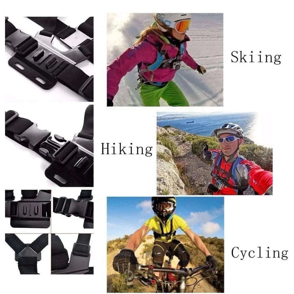 Action Camera Chest Strap Mount for Hands-Free POV Recording-Set 2 / CHINA