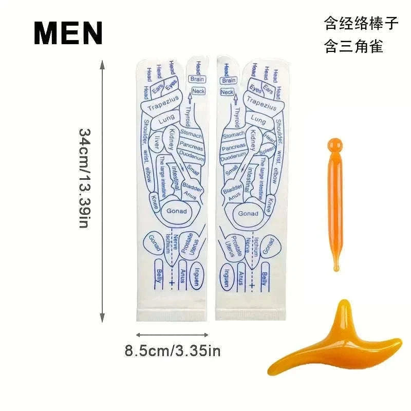 Acupressure Foot Massage Socks with Reflexology Zones-Women with tool A