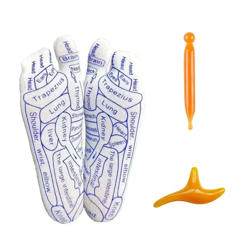Acupressure Foot Massage Socks with Reflexology Zones-Women with tool A