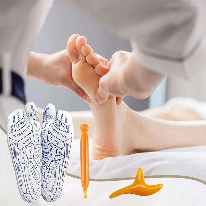 Acupressure Foot Massage Socks with Reflexology Zones-Women with tool A
