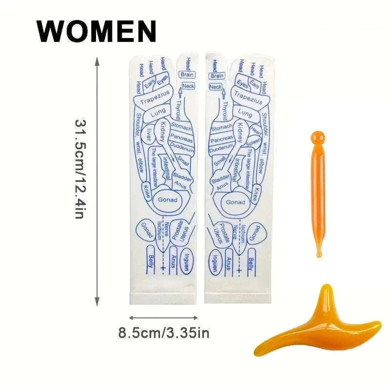 Acupressure Foot Massage Socks with Reflexology Zones-Women with tool A