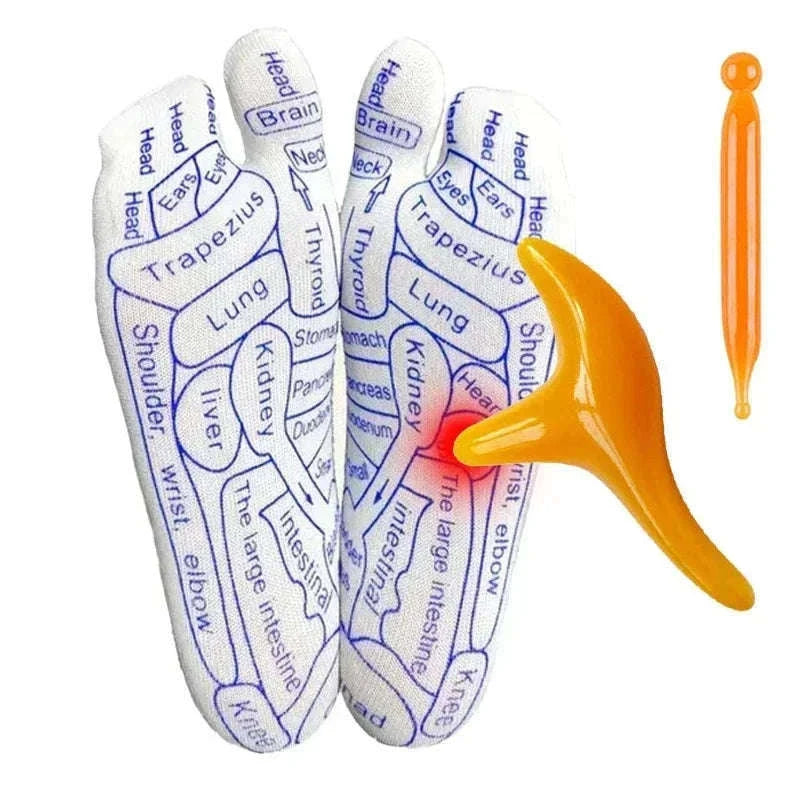 Acupressure Foot Massage Socks with Reflexology Zones-Women with tool A