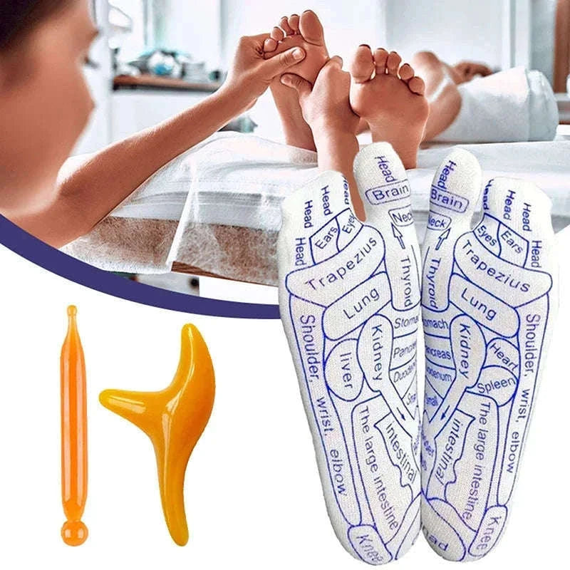Acupressure Foot Massage Socks with Reflexology Zones-Women with tool A