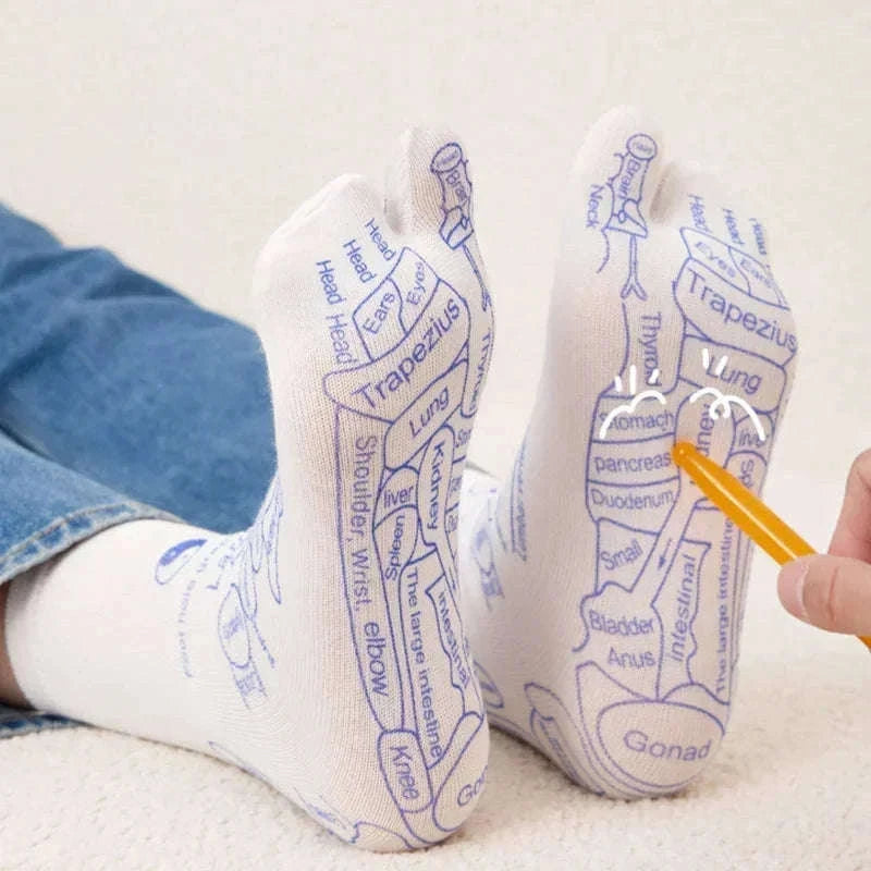 Acupressure Foot Massage Socks with Reflexology Zones-Women with tool A