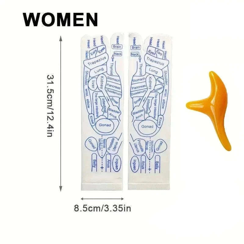Acupressure Foot Massage Socks with Reflexology Zones-Women with tool A
