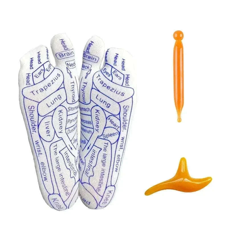 Acupressure Foot Massage Socks with Reflexology Zones-Women with tool A