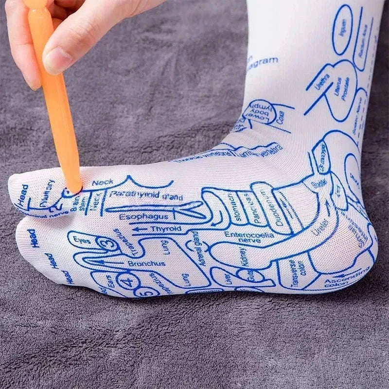 Acupressure Foot Massage Socks with Reflexology Zones-Women with tool A