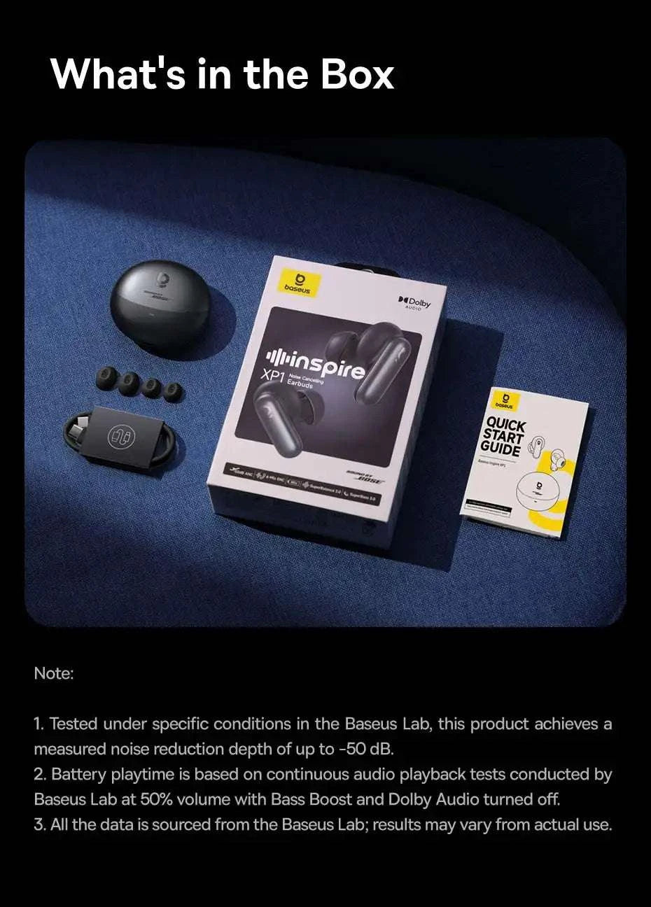 Adaptive ANC Wireless Earbuds with Dolby Audio & 45H Battery-White