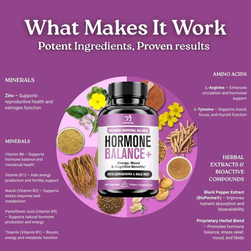 Adaptogen Herb Complex Hormone Balance Supplement with Vitamin B6-120pcs