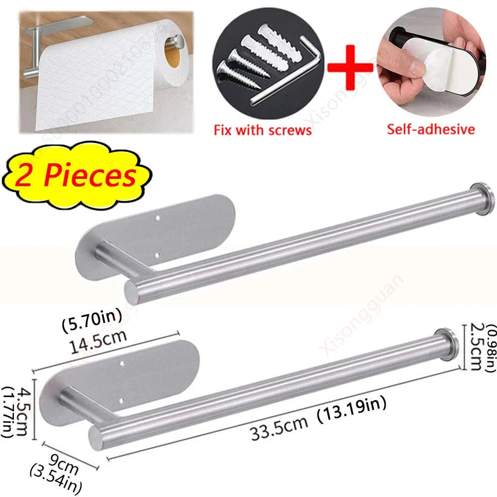 Adhesive Paper Towel Holder – No-Drill Wall Mount-1Pc Gold Short Rack