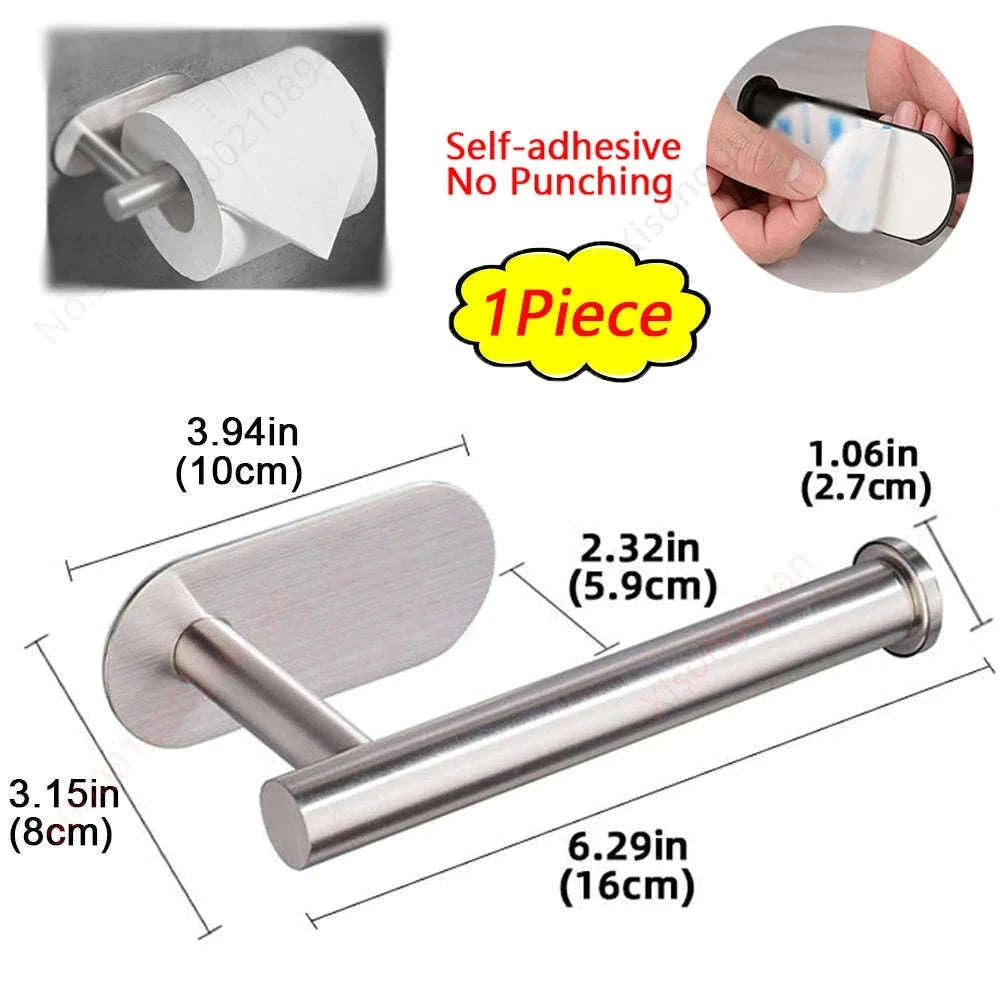 Adhesive Paper Towel Holder – No-Drill Wall Mount-1Pc Gold Short Rack