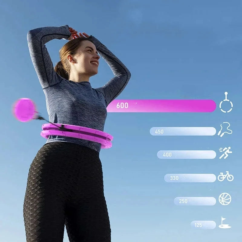 Adjustable 24-Knot Weighted Exercise Hoop for Bodybuilding & Weight Loss-24 Blue