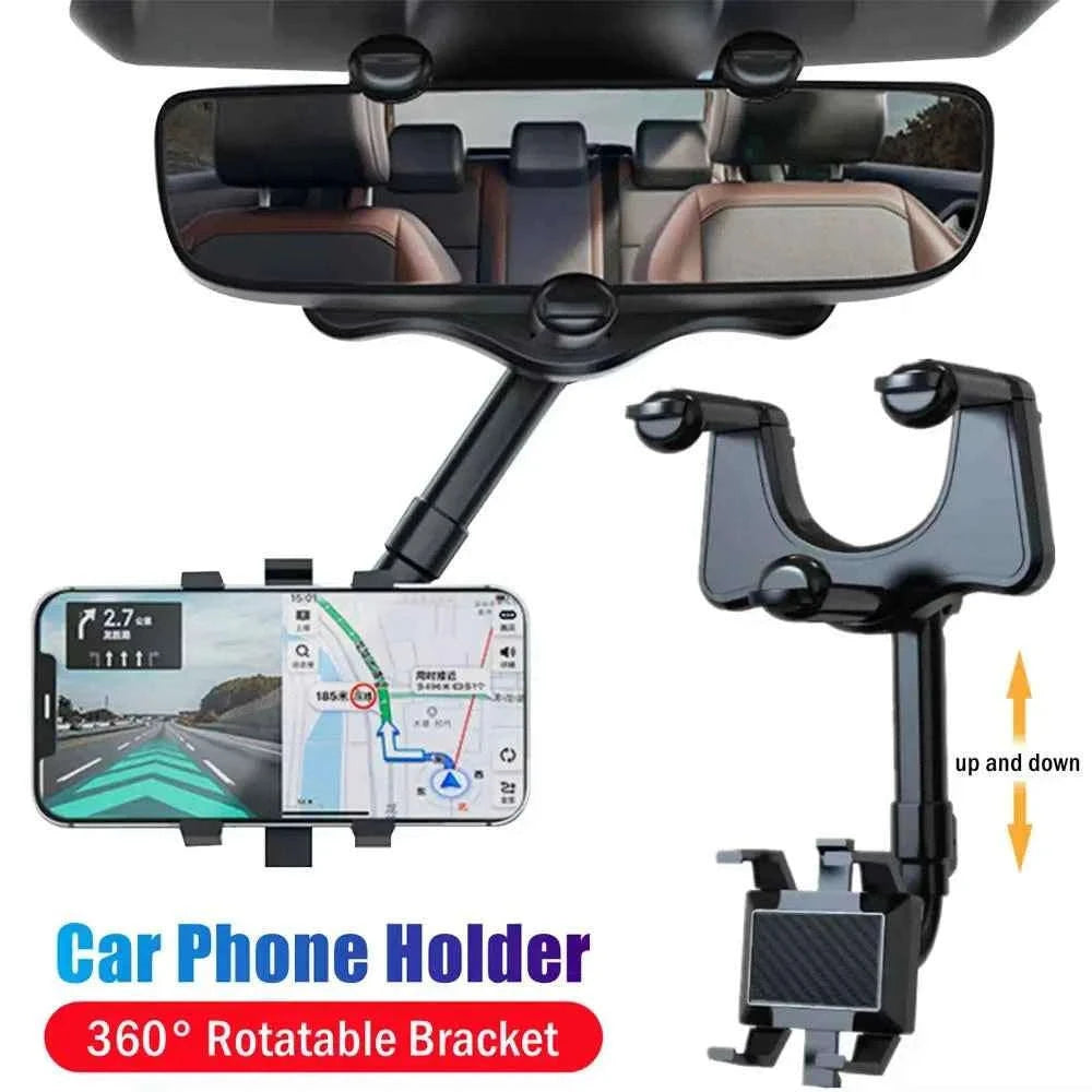 Adjustable 360° Rearview Mirror Phone Holder-1pc