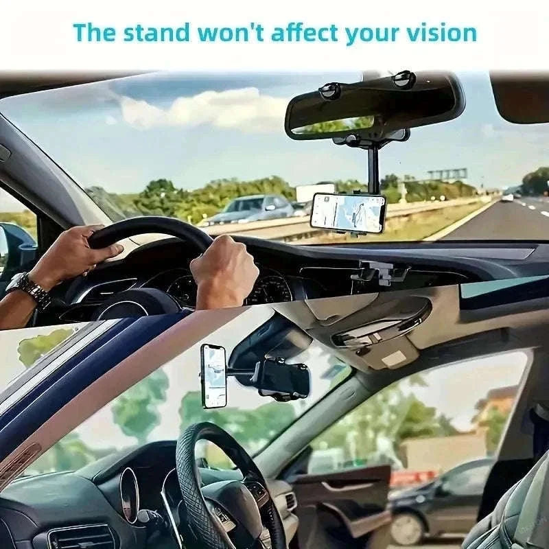 Adjustable 360° Rearview Mirror Phone Holder-1pc