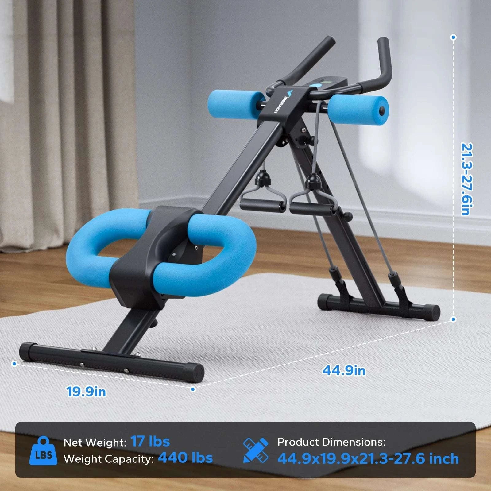 Adjustable Ab Trainer Machine Foldable Core Workout with LCD Monitor-2314B / United States