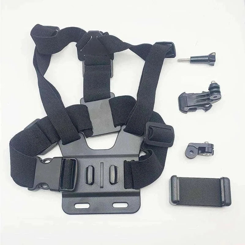 Adjustable Action Camera Chest Strap Mount for POV Footage-Black