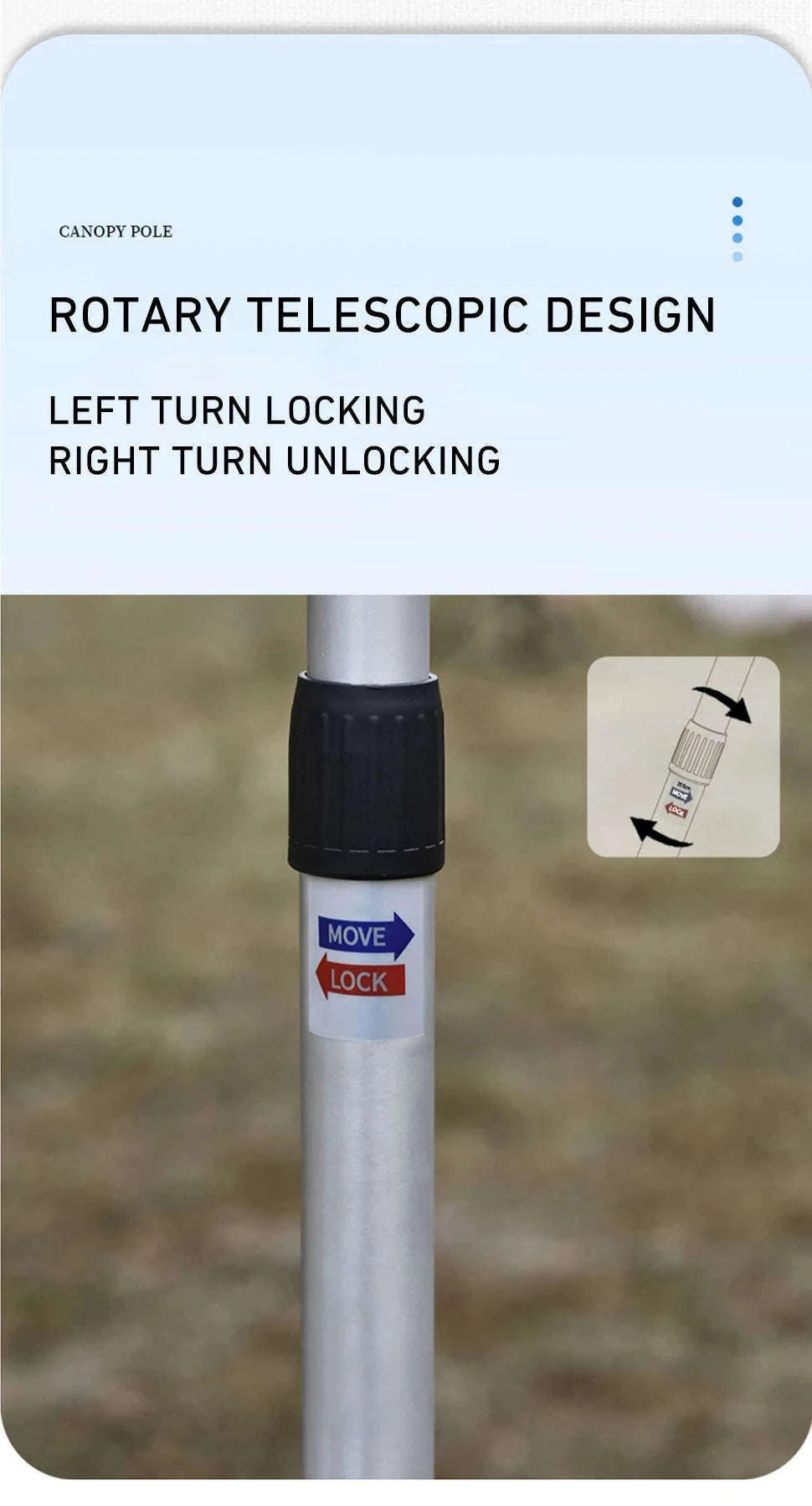 Adjustable Aluminum Camping Tarp Poles Set, 2 Pieces-2.3M Red 2PCS