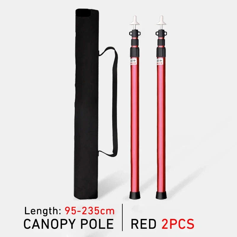 Adjustable Aluminum Camping Tarp Poles Set, 2 Pieces-2.3M Red 2PCS