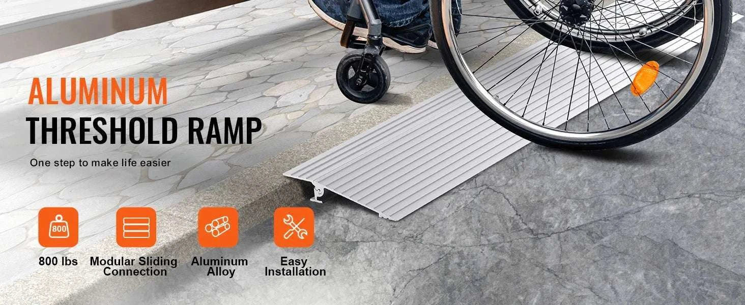 Adjustable Aluminum Door Threshold Ramp 800 lbs for Wheelchairs-2in / UNITED KINGDOM