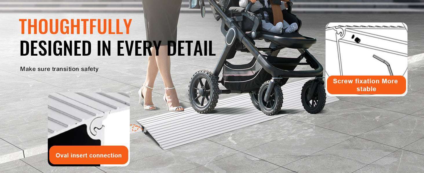 Adjustable Aluminum Door Threshold Ramp 800 lbs for Wheelchairs-2in / UNITED KINGDOM
