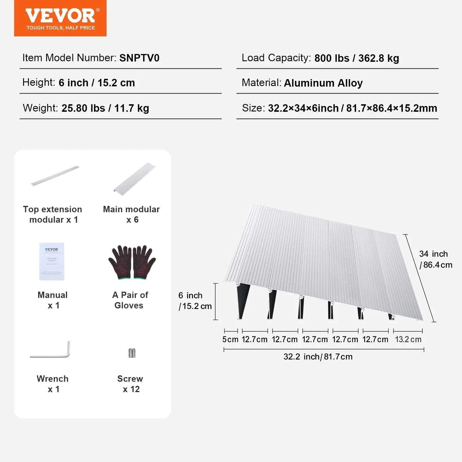 Adjustable Aluminum Door Threshold Ramp 800 lbs for Wheelchairs-2in / UNITED KINGDOM