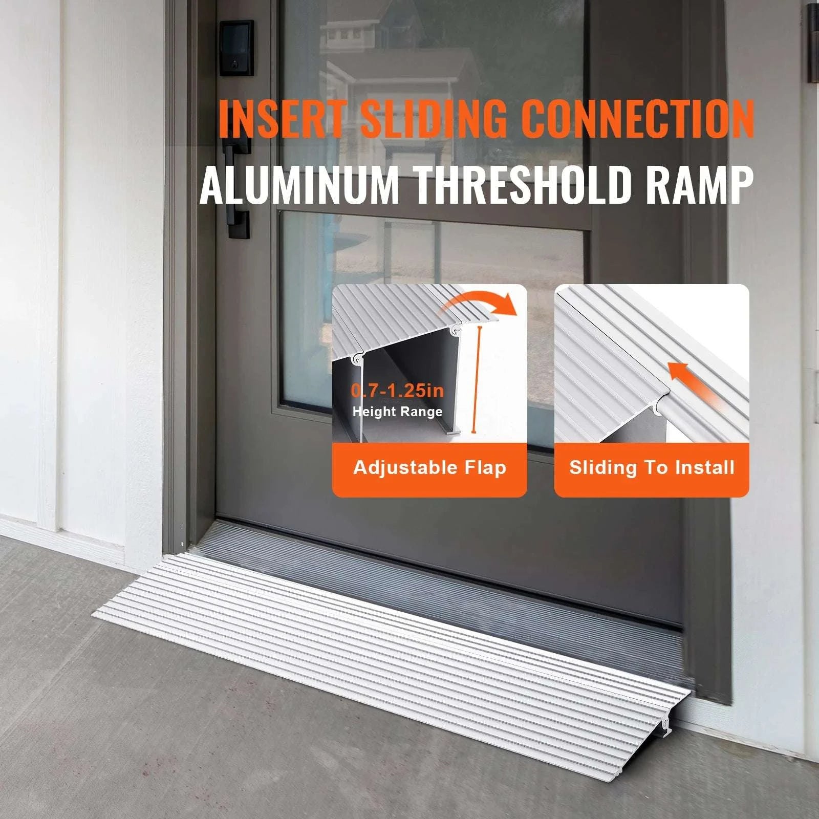 Adjustable Aluminum Door Threshold Ramp 800 lbs for Wheelchairs-2in / UNITED KINGDOM