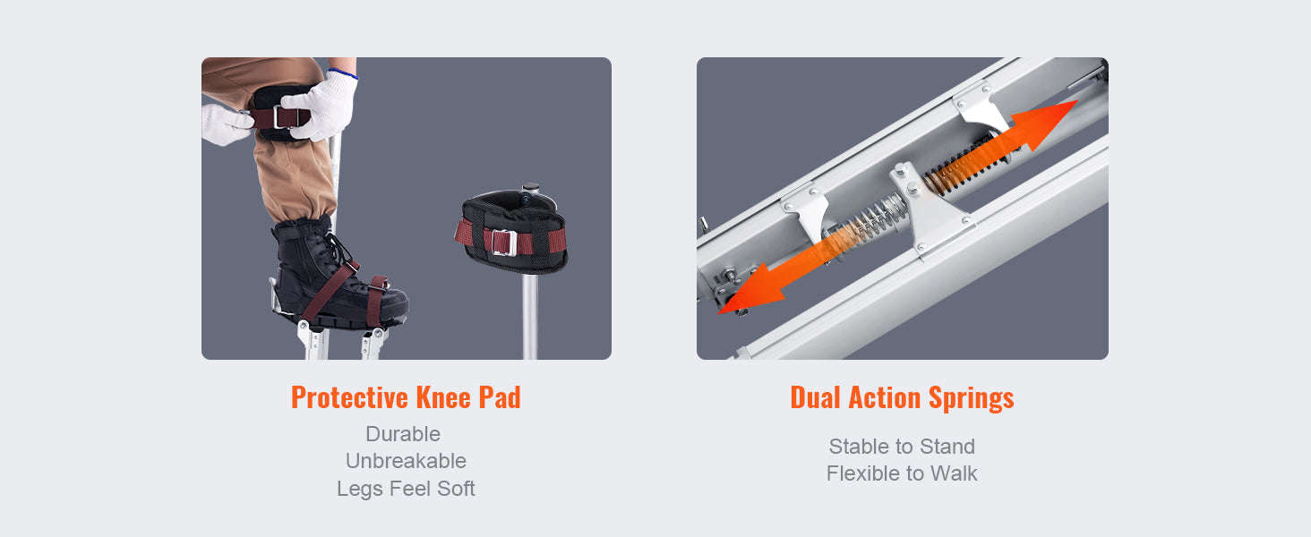 Adjustable Aluminum Drywall Stilts 18-30 in with Protective Knee Pads-18in / United States
