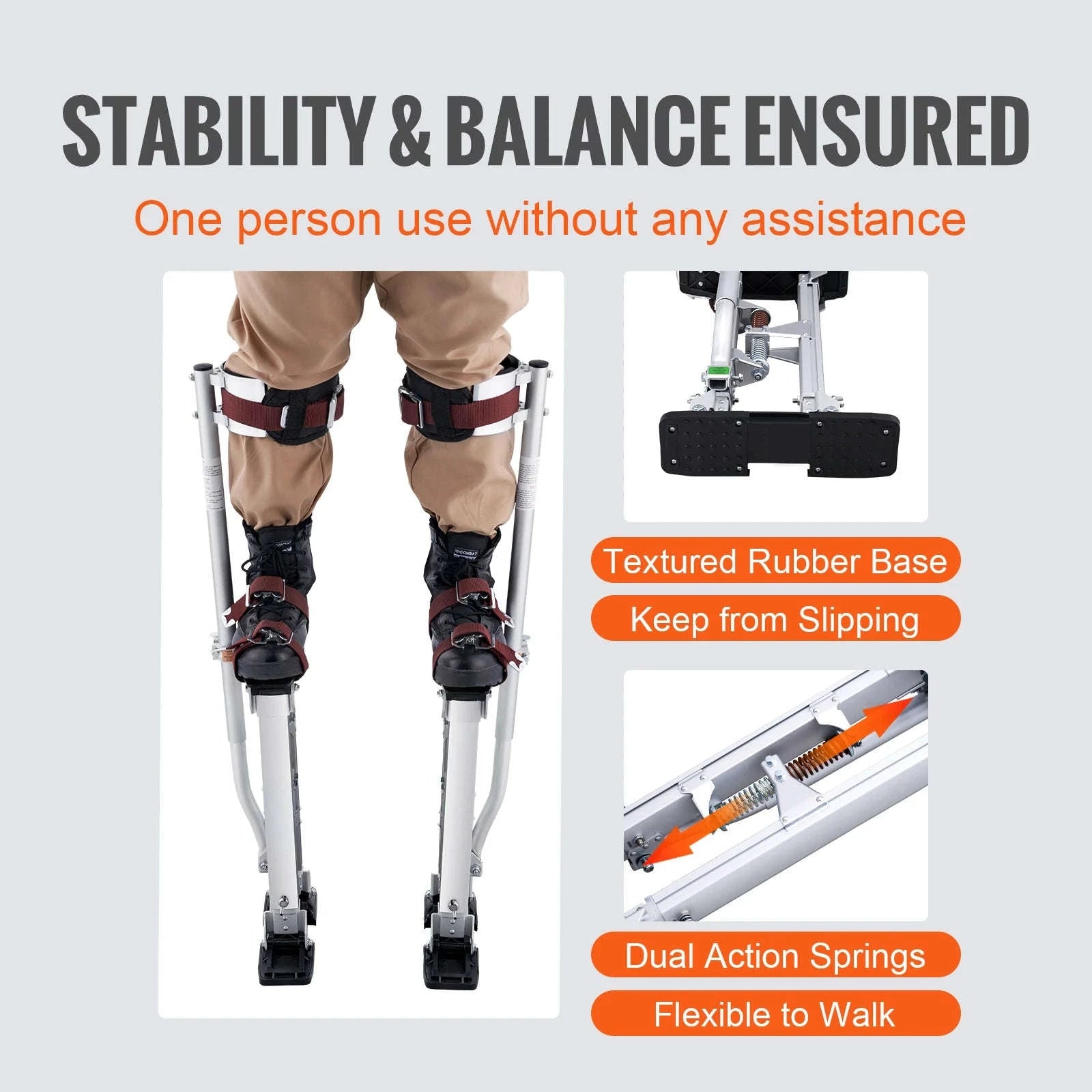 Adjustable Aluminum Drywall Stilts 18-30 in with Protective Knee Pads-18in / United States
