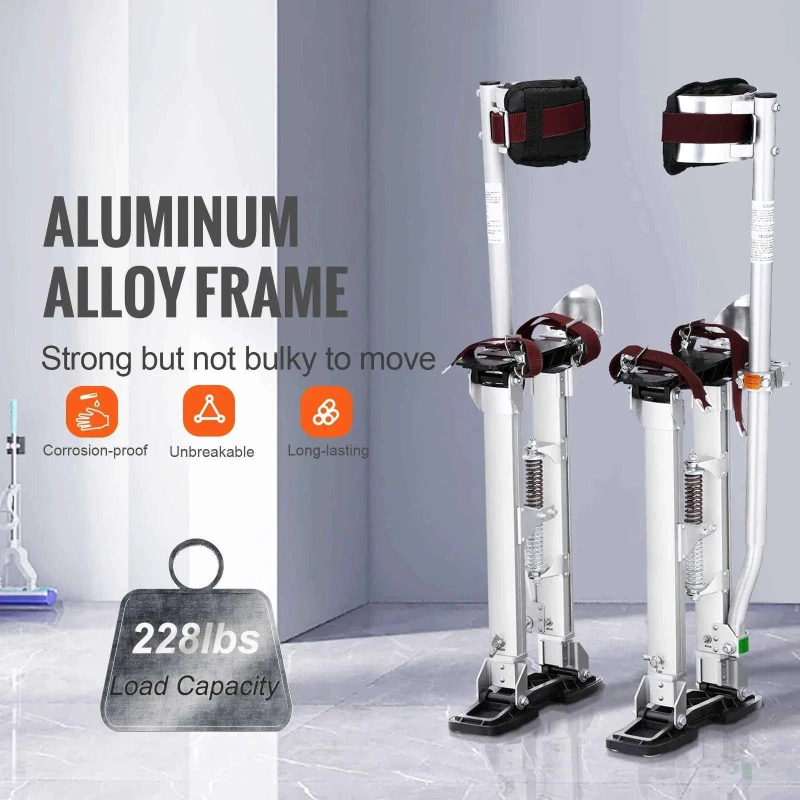 Adjustable Aluminum Drywall Stilts 18-30 in with Protective Knee Pads-18in / United States