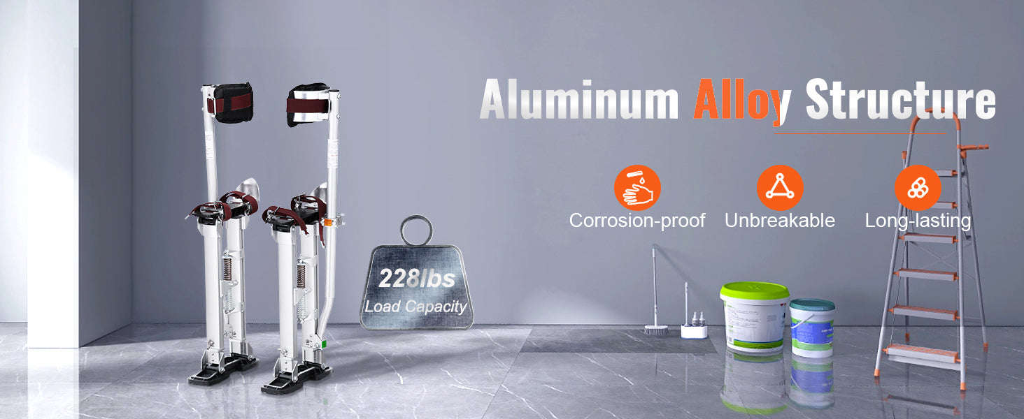 Adjustable Aluminum Drywall Stilts 18-30 in with Protective Knee Pads-18in / United States