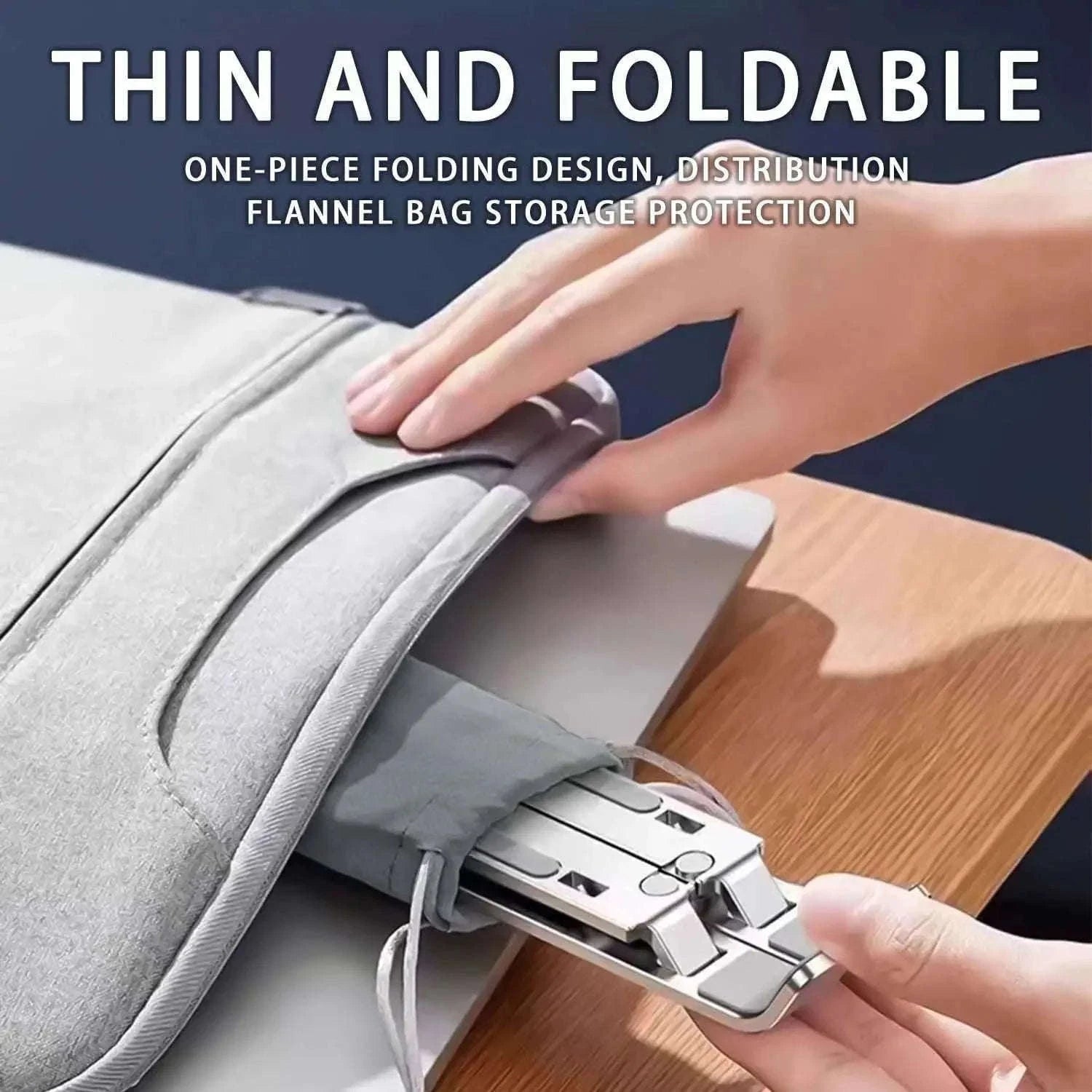 Adjustable Aluminum Laptop Stand - 6-Level Height, Foldable & Portable Design for 8-16 Inch Laptops-Black
