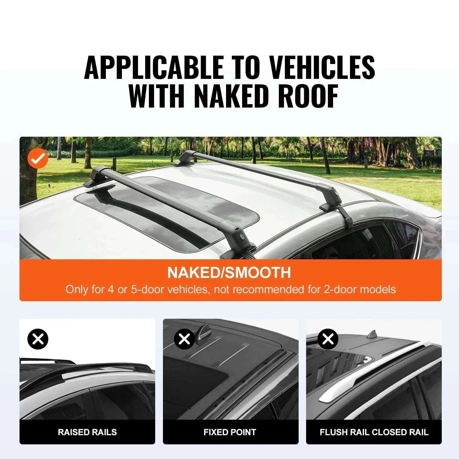 Adjustable Aluminum Roof Rack Crossbars 155lbs Load with Lock-UNITED KINGDOM