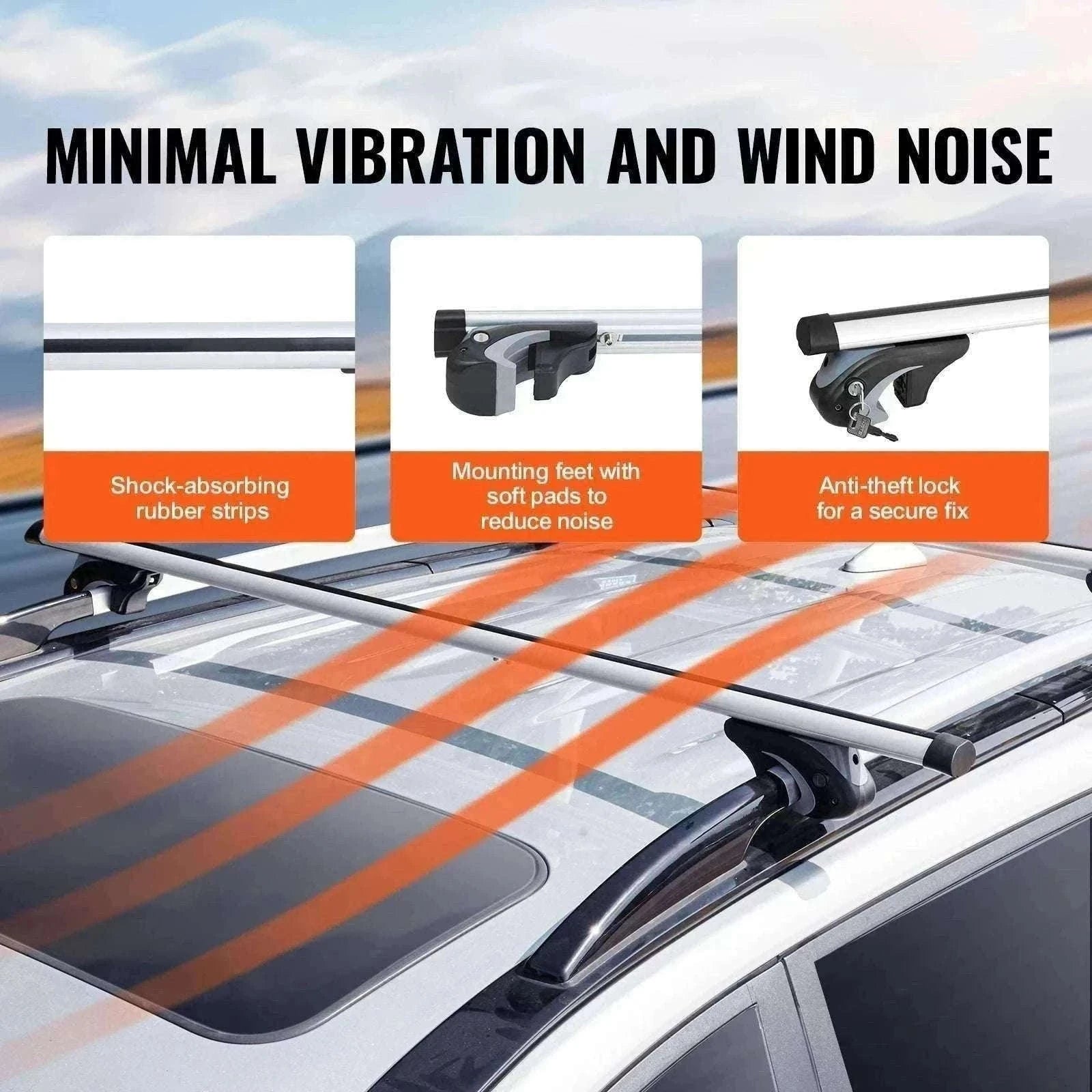 Adjustable Aluminum Roof Rack Crossbars 200lbs for SUVs & Sedans-france