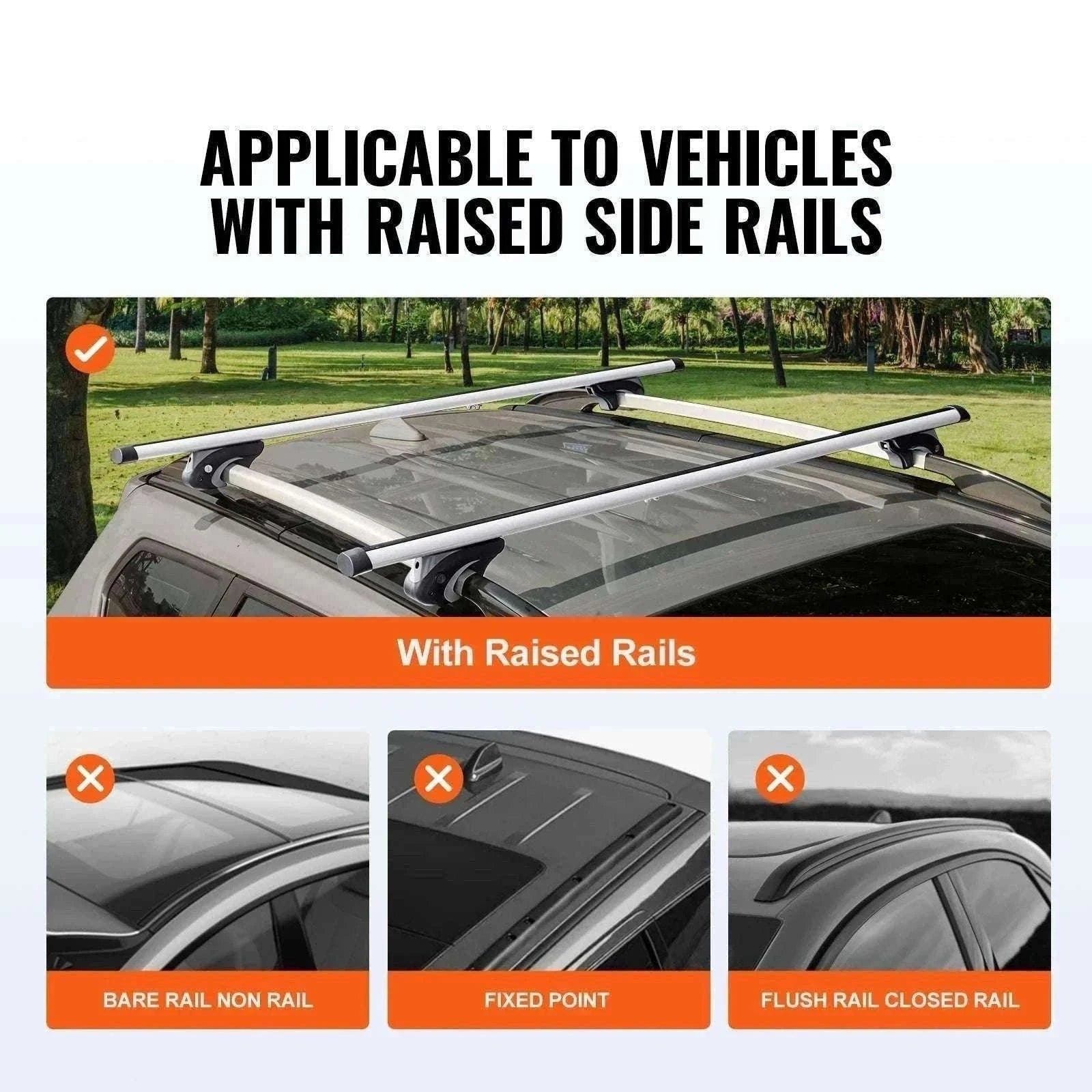 Adjustable Aluminum Roof Rack Crossbars 200lbs for SUVs & Sedans-france