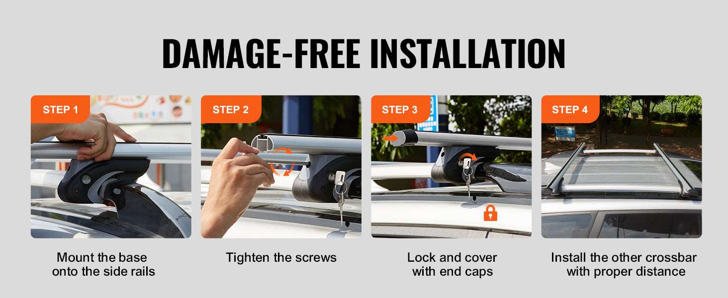 Adjustable Aluminum Roof Rack Crossbars 200lbs for SUVs & Sedans-france