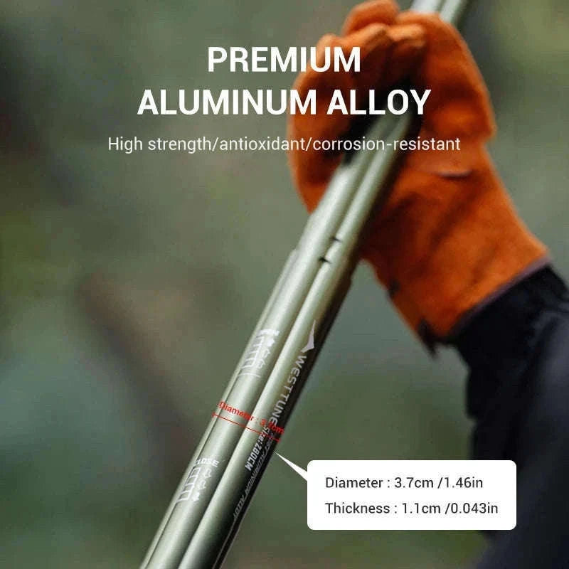 Adjustable Aluminum Tent Pole for Camping, Beach Shelters-Black-1pc