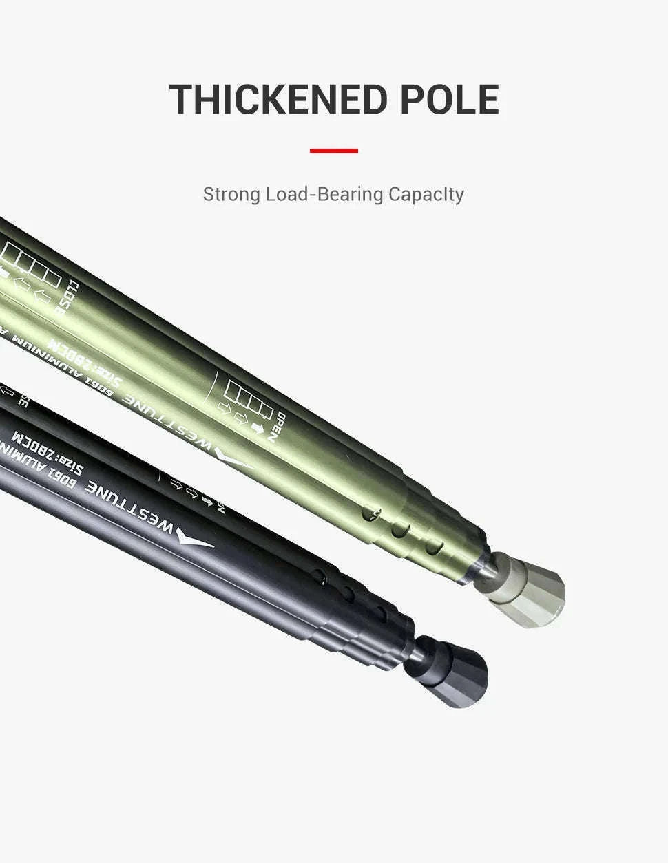 Adjustable Aluminum Tent Pole for Camping, Beach Shelters-Black-1pc