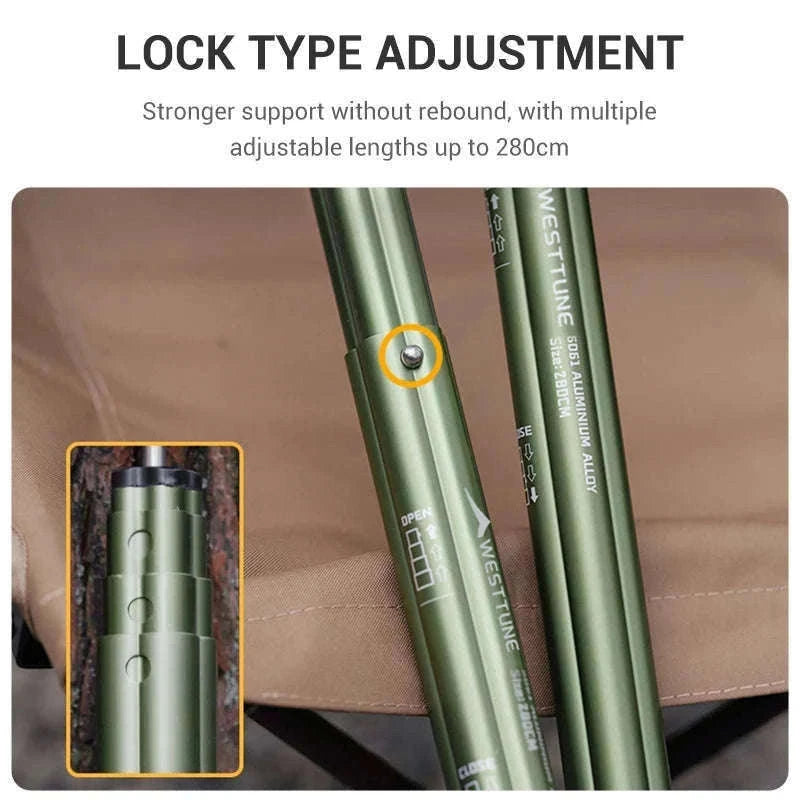 Adjustable Aluminum Tent Pole for Camping, Beach Shelters-Black-1pc