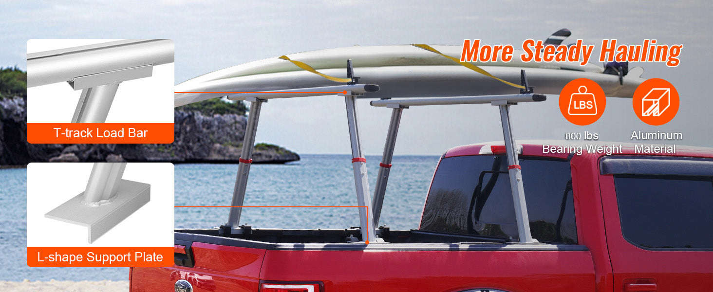 Adjustable Aluminum Truck Rack with No-Drill C-Clamps-71 inch17-29 inch / United States